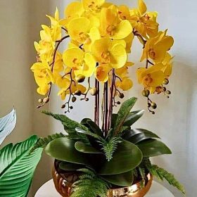 Chậu Hoa Lan Giả Màu Vàng
